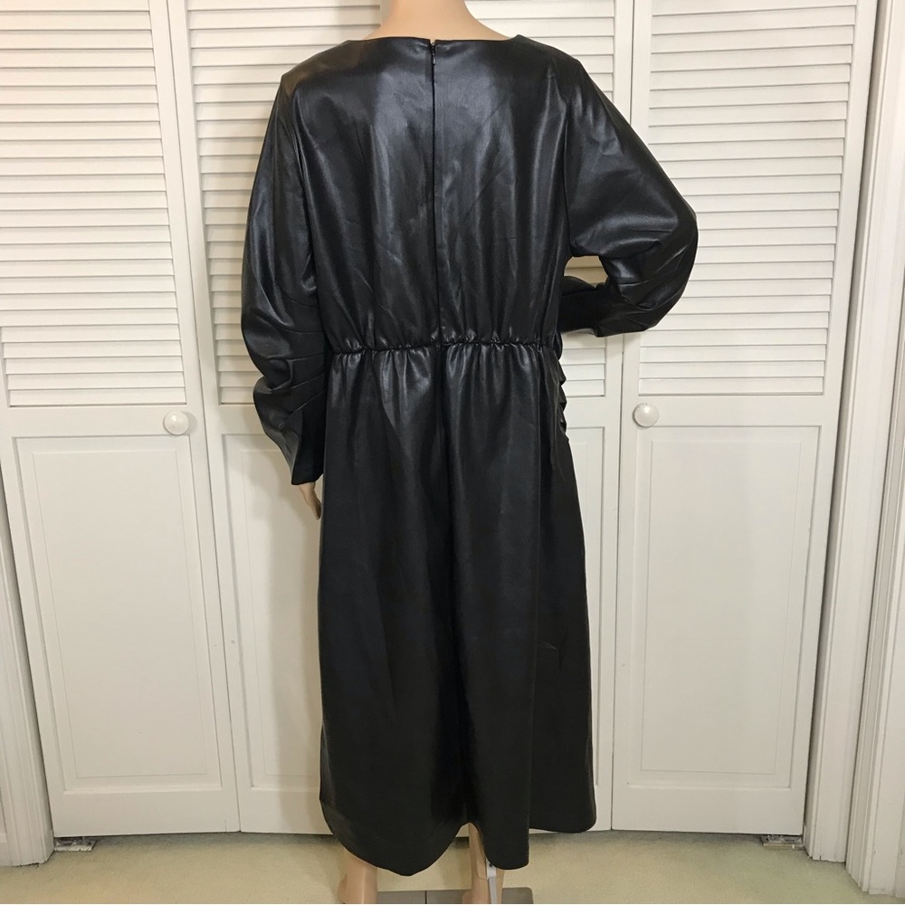 NWT Eloquii Faux Leather Dress With High Slit Size 18 - Picture 10 of 16
